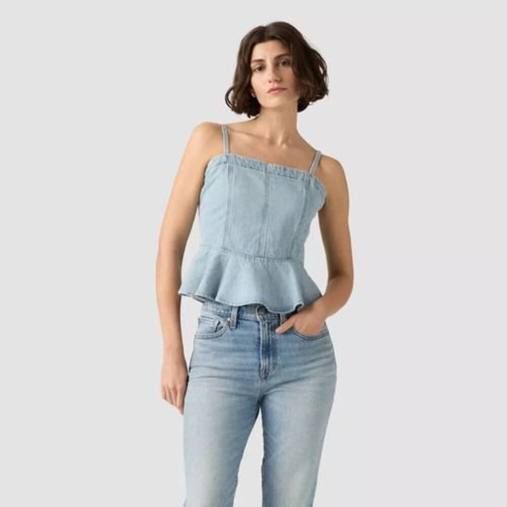 Levi's Women's Anderson Flounce Tank Top - Light Wash- Womens XL - NEW